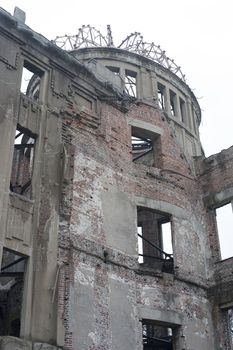 Ruins of the A bomb or Genbaku dome, Hiroshima, Japan, part of the Hiroshima Peace Memorial, and one of the few buildings left standing after the detonation of the atomic bomb by the Allies