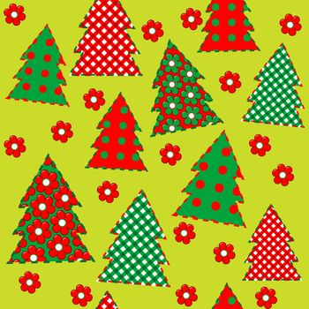 Wrapping paper for your Christmas, seamless pattern with flowers and patchwork