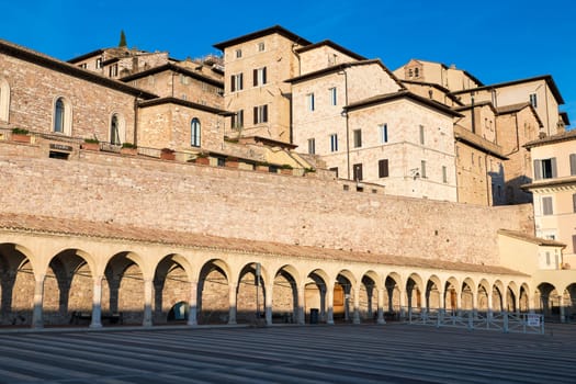 A cityscape of medieval houses of Assisi Italy