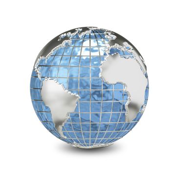 3D Illustration Metal Globe on the White Background