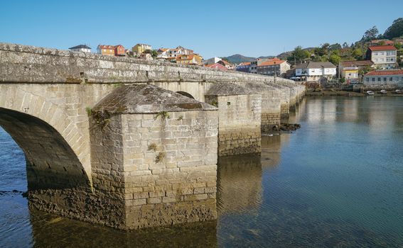 Ancient bridge of Pontesampaio, Arcade, Camino de Santiago trail, Spain 