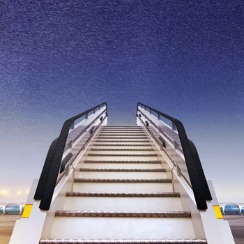 frontal view of white ramp in airport at winter