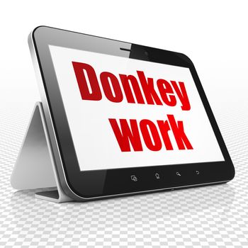 Business concept: Tablet Computer with red text Donkey Work on display, 3D rendering