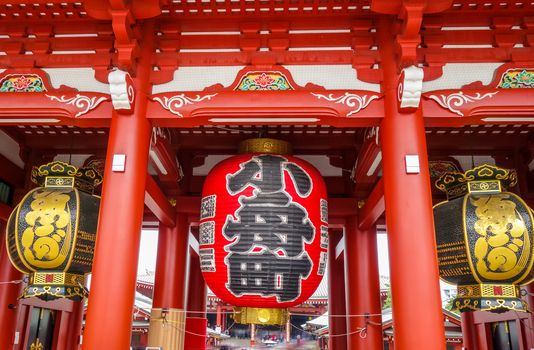 Lantern in Kaminarimon gate, Senso-ji Kannon temple, Tokyo, Japan