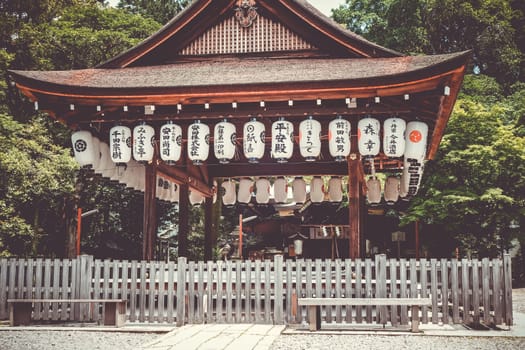 Wooden building in shoren-in temple garden, Kyoto, Japan