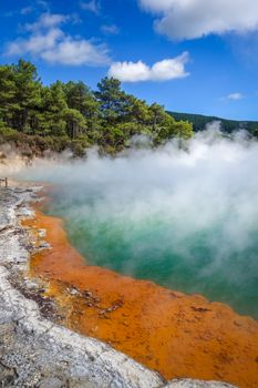 Champagne Pool hot lake in Waiotapu geothermal area, Rotorua, New Zealand