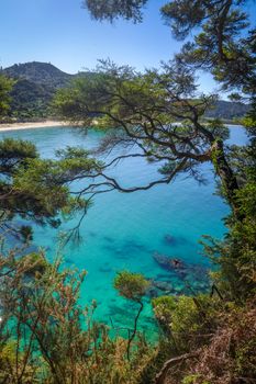 See view from Abel Tasman Coast Track in national park. New Zealand