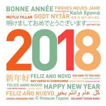 Happy new year card from the world in different languages