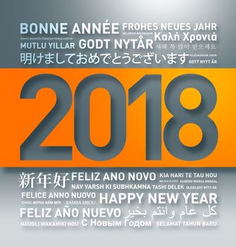 Happy new year greetings card from the world in different languages