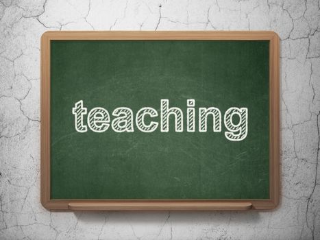 Learning concept: text Teaching on Green chalkboard on grunge wall background, 3D rendering