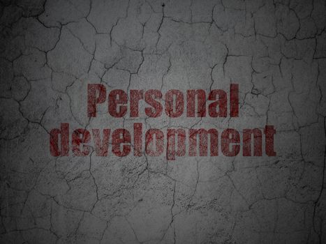 Studying concept: Red Personal Development on grunge textured concrete wall background