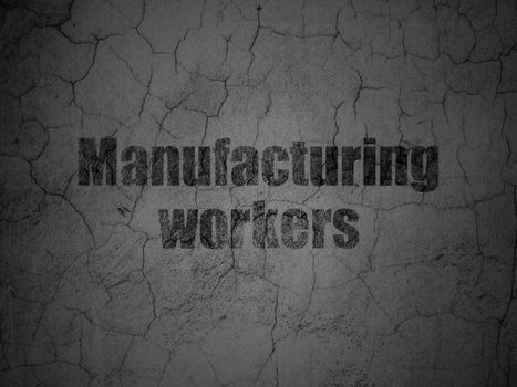 Manufacuring concept: Black Manufacturing Workers on grunge textured concrete wall background