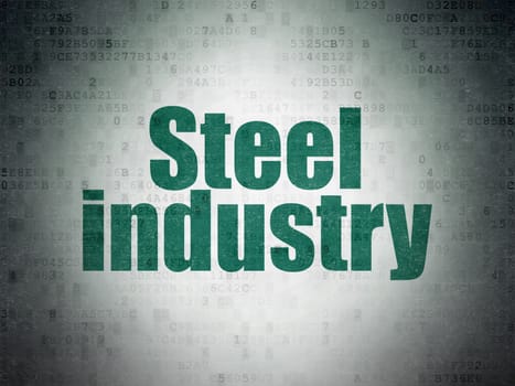 Manufacuring concept: Painted green word Steel Industry on Digital Data Paper background