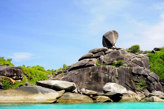 Rock like a sail, Similan Islands in Southern Thailand.