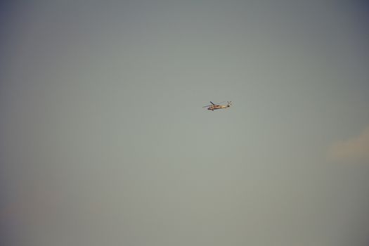 Israeli military UH-60 Black Hawk helicopter flying in the sky