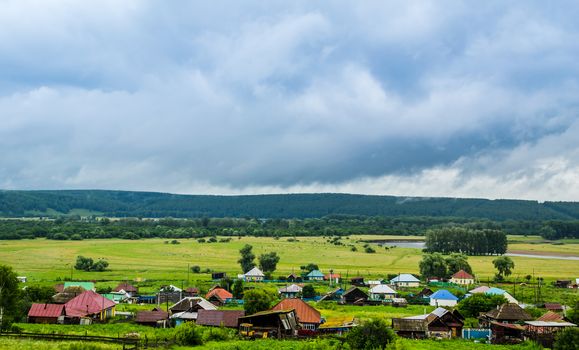 the expanse of the village in the mountains travel to the Ural mountains