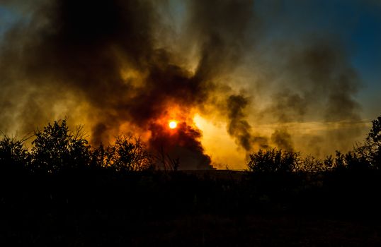 A giant explosion in the fire box the flames smoke