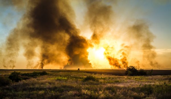 A giant explosion in the fire box the flames smoke