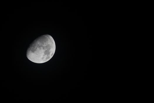 Waxing Gibbous Moon on 30 October 2017, over Sussex in England.Landscape orientation with copy or text space.