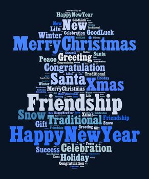 Merry Christmas word cloud concept over dark background