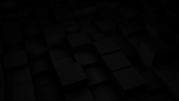 Abstract background with black cubes. Dark theme. 3d rendering