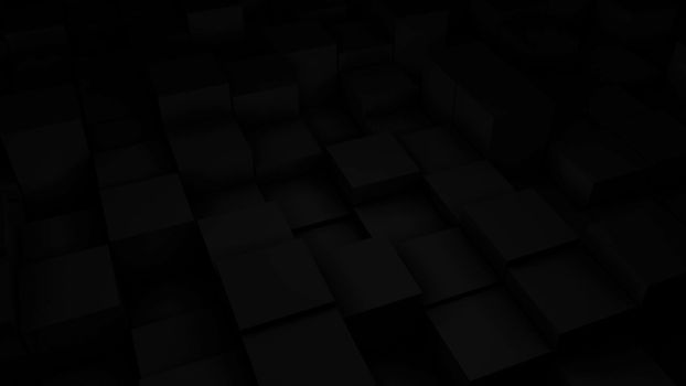 Abstract background with black cubes. Dark theme. 3d rendering