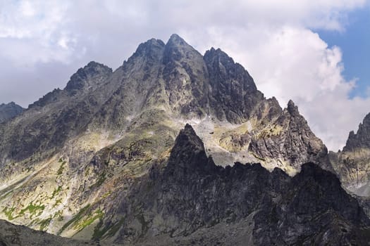 View on high rocky peak in Tatra Mountains.
