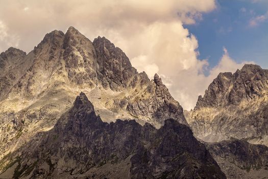 View on high rocky peak in Tatra Mountains.