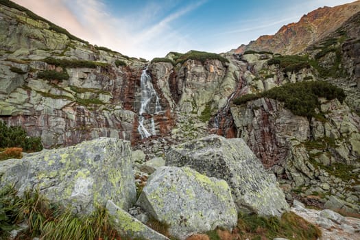 Mountain waterfall named Skok in High Tatra mountains, Slovakia, Europe
