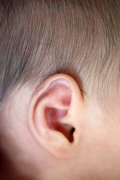Soft focus newborn baby ear.