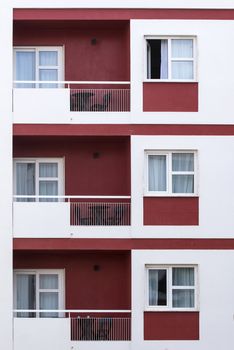 Typical red apartment building from Portugal, Europe.