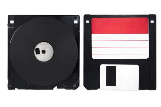 inside of floppy disk isolated on a white backgound.
