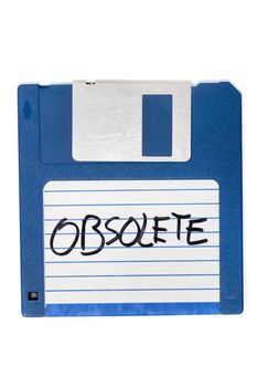 computer floppy disk obsolete,  isolated on a white background.
