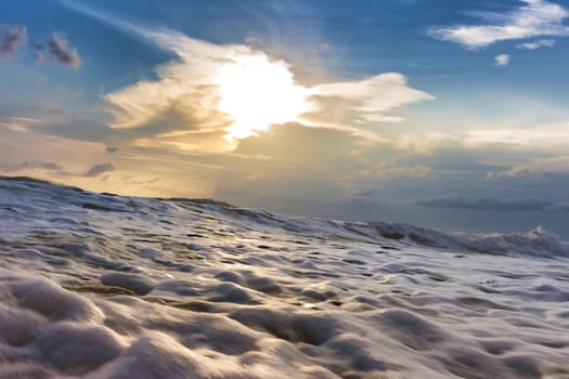 Nature painting, sea waves and beautiful nature