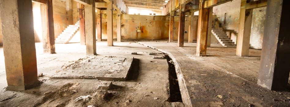 ruins of a very heavily polluted industrial factory, industrial series