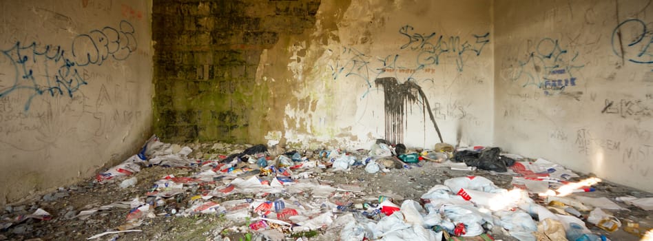 ruins of a very heavily polluted industrial factory, industrial series