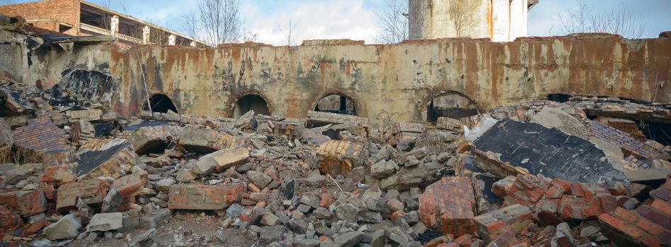 ruins of a very heavily polluted industrial factory, industrial series
