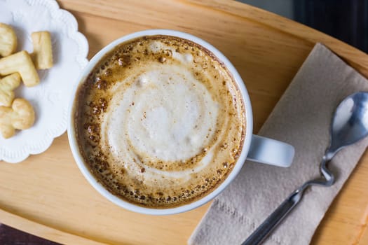 coffee cappuccino art in mug, With a relaxing time