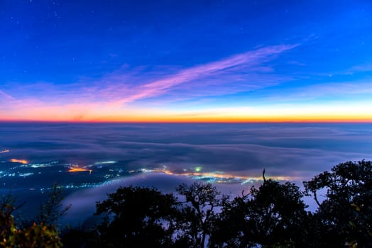 Landscape of sunrise on Mountain valley at Doi Luang Chiang Dao, ChiangMai Thailand.