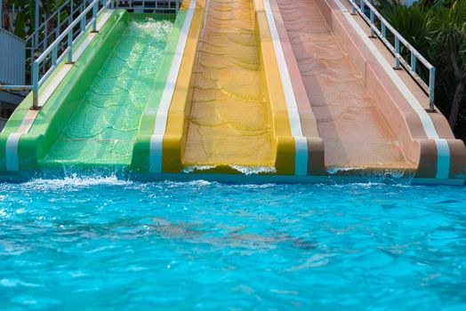 Slide in outdoor at Swimming public pool.