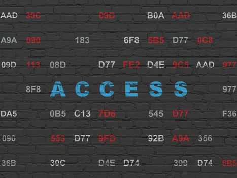 Privacy concept: Painted blue text Access on Black Brick wall background with Hexadecimal Code
