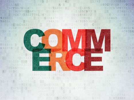 Business concept: Painted multicolor text Commerce on Digital Data Paper background
