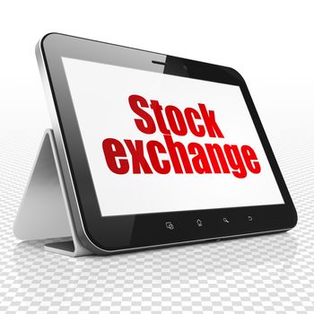 Business concept: Tablet Computer with red text Stock Exchange on display, 3D rendering