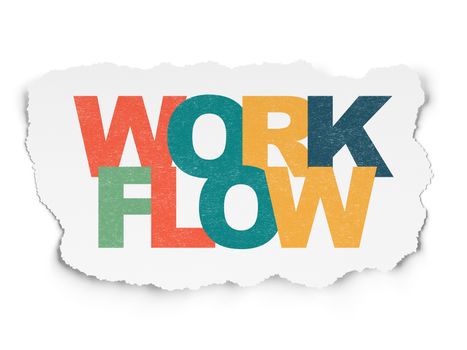 Business concept: Painted multicolor text Workflow on Torn Paper background