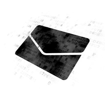 Finance concept: Pixelated black Email icon on Digital background