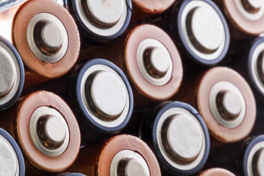 Abstract closeup of AA alkaline batteries