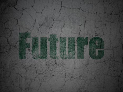 Timeline concept: Green Future on grunge textured concrete wall background