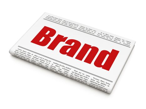Marketing concept: newspaper headline Brand on White background, 3D rendering