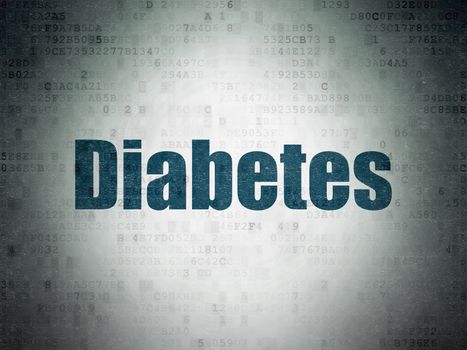 Health concept: Painted blue word Diabetes on Digital Data Paper background