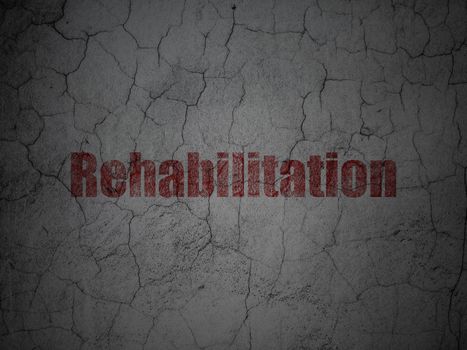 Healthcare concept: Red Rehabilitation on grunge textured concrete wall background